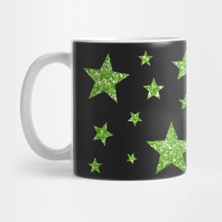 Green Faux Glitter Stars Mug